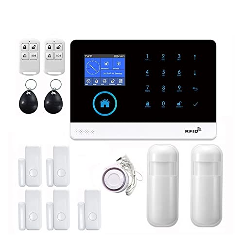 Système de sécurité Domestique Système d'alarme de sécurité Domestique GSM Alarme interphone télécommande numérotation Automatique 433 MHz détecteurs Tuya APP contrôle(D)