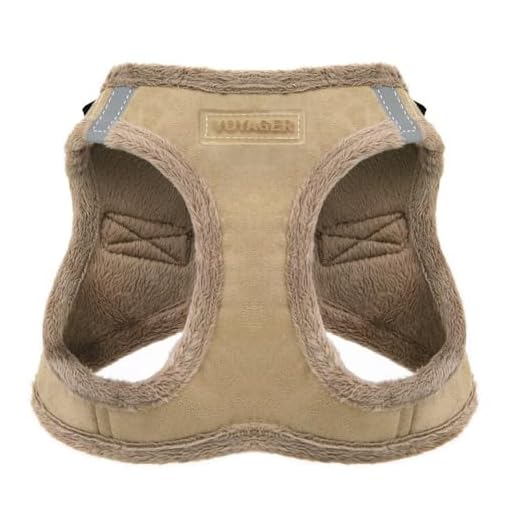 Best Pet Supplies - All Weather Mesh/Plush, Reflective, No Pull Harness for Small, Medium Dogs, Cats - Secure with Hook & Loop Fastener, Buckle, Double D-Rings - Latte Suede, M