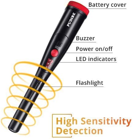 Fully Waterproof Pinpoint Metal Detector Pinpointer 360° Search Pinpointing Finder Probe Treasure Hunting Tool Accessories for Adults and Kids (Three Mode) 2021 Hs08-Black (Waterproof Pinpointer)