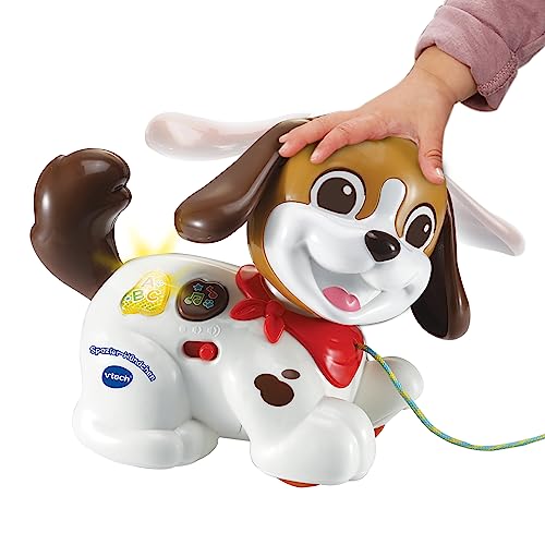 VTech Baby Spazier-Hündchen – Interaktiver Spielzeughund mit Musik und Schnur zum Hinterherziehen – Für Kinder von 12-36 Monaten