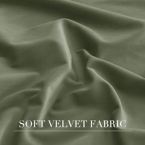RYB Home Sage Green Pinch Pleated Velvet Curtains 96 inches, Hook Rings & Back Tab Thermal Insulated Room Darkening Pleated Drapes for Bedroom Living Room, W34 x L96 inches, 2 Panels by RYB HOME - Image 6