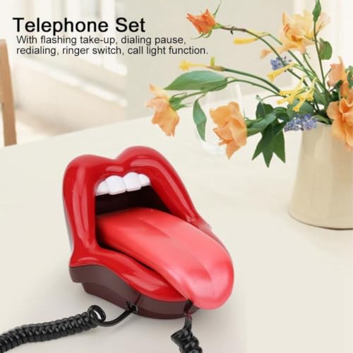Teléfono Cableado de Cable Rojo con Diseño Boca Sexy miniatura 5
