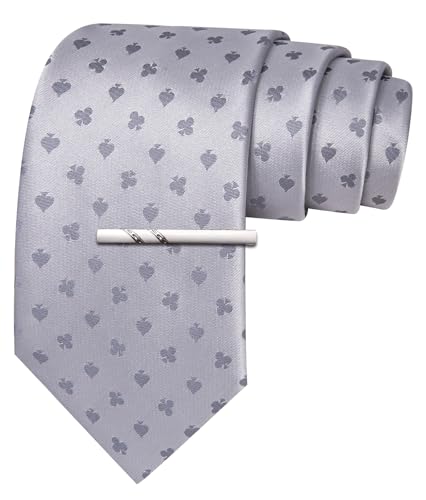 Image of Barry.Wang Silk Ties for Men Fun Necktie and Tie Clip Set for Wedding Party Business Formal Extra Long