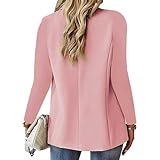 Chaqueta tipo blazer para mujer, casual, color sólido, con un solo botón, ligera, de manga larga, solapa abierta, cárdigan formal, trabajo, oficina, abrigo de transición, Rosa-1., Small