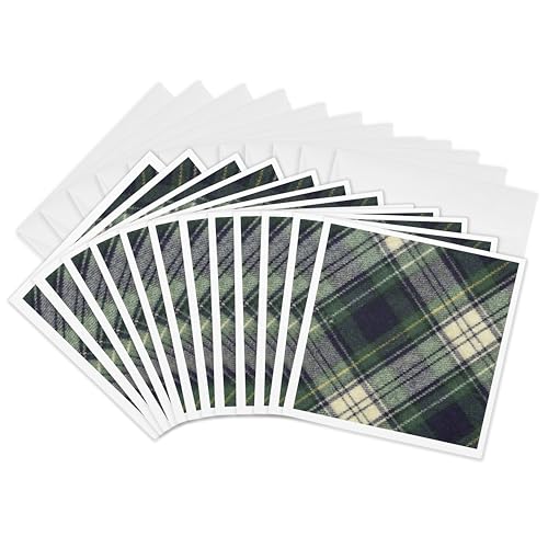 Cartes de vœux bleu carreaux 3dRose lot de 12 pour toutes occasions