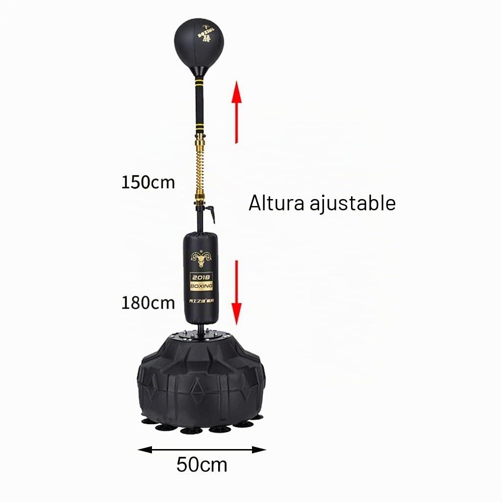 Cobra Bag - Saco de Boxeo Fitness de Reflejo - Pelota de Velocidad de Alto Rebote, Altura Ajustable 145-180cm Saco de Arena (50 * 50 * 150-180cm, Negro+Dorado)