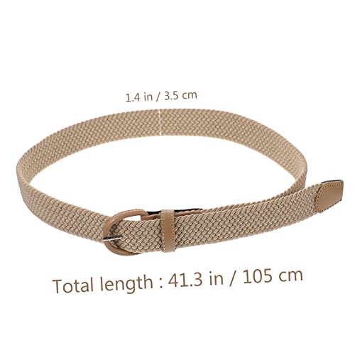 BESPORTBLE Elastic Braided Waist Belt for Dresses Unisex Stretch Woven Fabric Band Comfortable Decorative Accessory for Party and Daily Wear Beige2