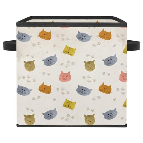 Panier de rangement pliable à poignées décoré de chats peints pour placard - 2