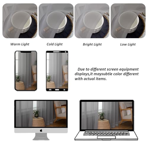 Image of Chyhomenyc Charcoal Grey Sheer Curtains 90 Inches Long 2 Panels, Light Filtering Charcoal Grey Curtains for Living Room, Soft Gentle Voile Rod Pocket Bedroom Window Drapes, 59Wx90L Inch, 2PCS
