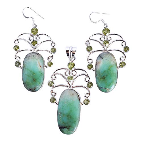 Pendientes de crisoprasa y peridoto para diario, juego de joyas de plata 925 estilo casual