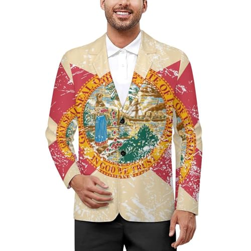 Florida State Flag Mens Blazer Suit Jacket Lightweight Slim Fit Casual Coat