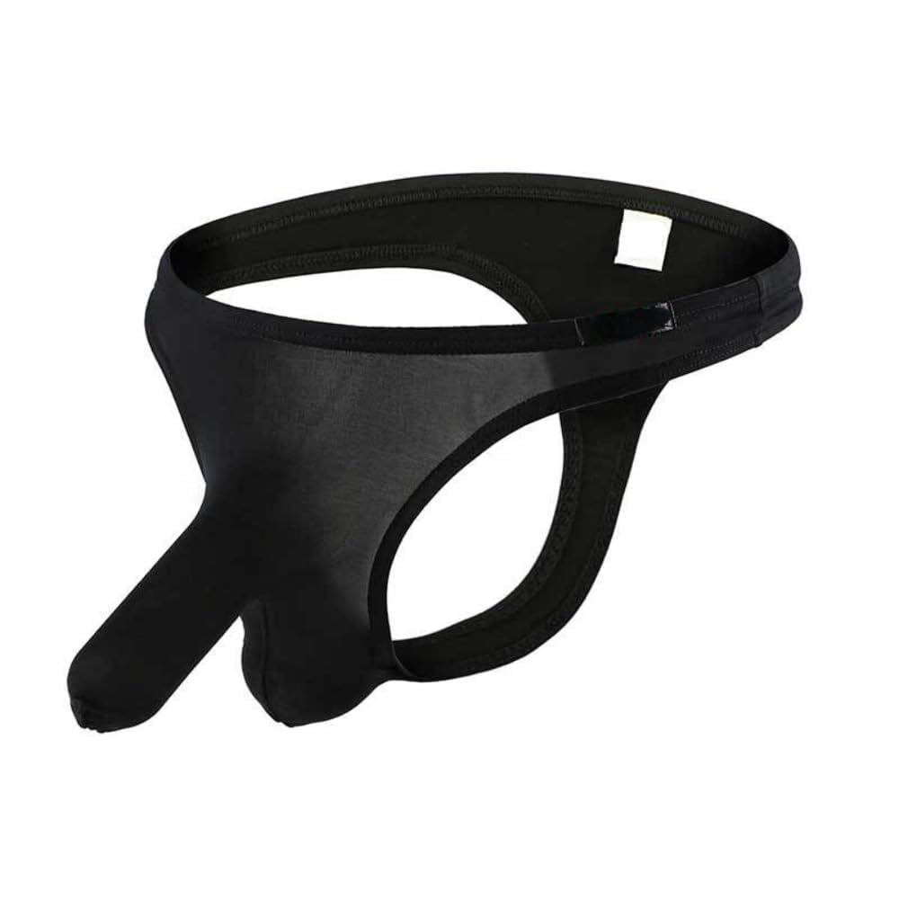 AIVibratMens Elephant Nose Underwear Sexy Hollow Out Thong Naughty Ice Silk Briefs