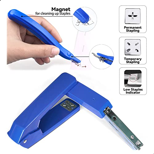 Blue Booklet Stapler With 2000 Standard Staples, Long Arm Book Binding Stapler Set With 1 Staple Remover, 360° Swivel Stapler, 25 Sheet Capacity #TOP6