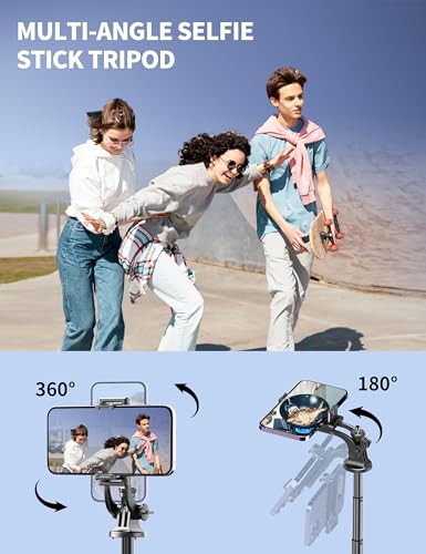 179cm Handy Stativ für Smartphone, Stabil und Tragbar Aluminium Selfie Stick Stativ, Handystativhalter mit Fernauslöser Kompatibel iPhone/Galaxy/Huawei/Camera, Perfekt für Selfies/Videoaufnahmen 5