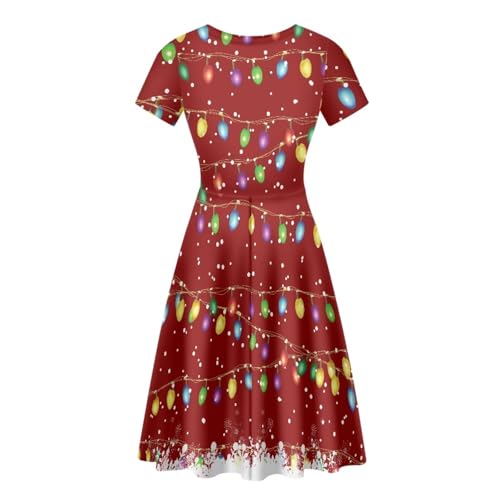 Image of POLERO Sunflower Dress for Women Floral Summer Dresses Short Sleeve Casual Sundresses Midi Dresses