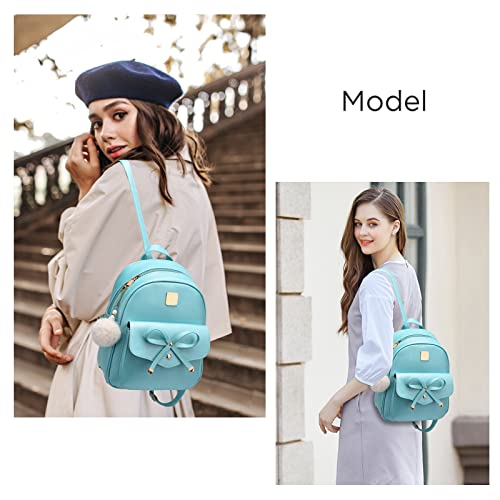 Image of I IHAYNER Girls Bowknot 3-Pieces Fahsion Leather Backpack Backpack Purse for Women Rucksack for Ladies Shoulder Bag