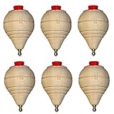 peonza juego  Acan Pack 6 peonzas de Madera clásica con Cuerdas