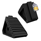 SUBTLETY 2 Stück Unterlegkeile Anhänger Tragbare Bremskeile mit Griff, 20x10x15cm Dreieck Auffahrkeile Gummi Parkstopper Set rutschfeste Ausgleichskeile für Wohnmobile Wohnwagen Camper