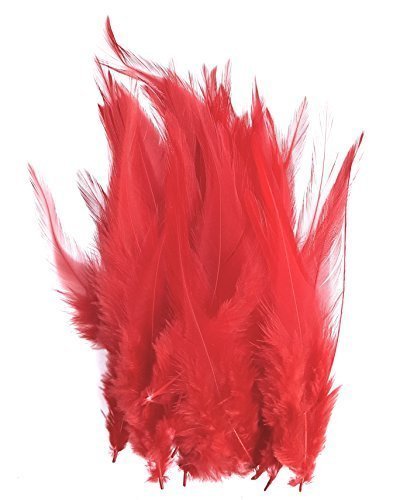 Coloured 4-6" 10-14cm Rooster Feathers for Craft Costume Millinery Card Making (Red)