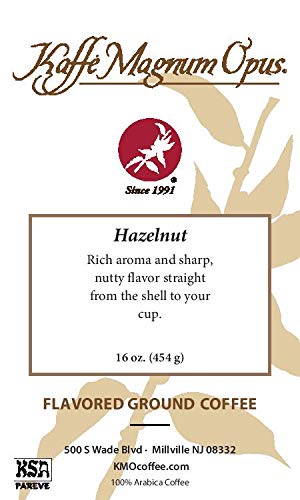 Kaffe Magnum Opus Ground Coffee, Hazelnut, 16 oz (1 pound)