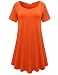BELAROI Womens Comfy Swing Tunic Short Sleeve Solid T-Shirt Dress (3X, Orange)