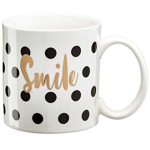 DRAEGER PARIS | Mug Black & Gold porcelaine fine 'Smile' |Idée cadeau belle journée, Sourire, Réveil à offrir à vos collègues, amis, proches |Mug café original avec coffret Cadeau