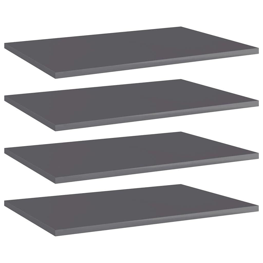 vidaXL 4x Bookshelf Boards Living Room Kitchen Furniture Shelf Accessory Extra Shelf Panel Replacement Bookshelf Board High Gloss Grey Engineered Wood