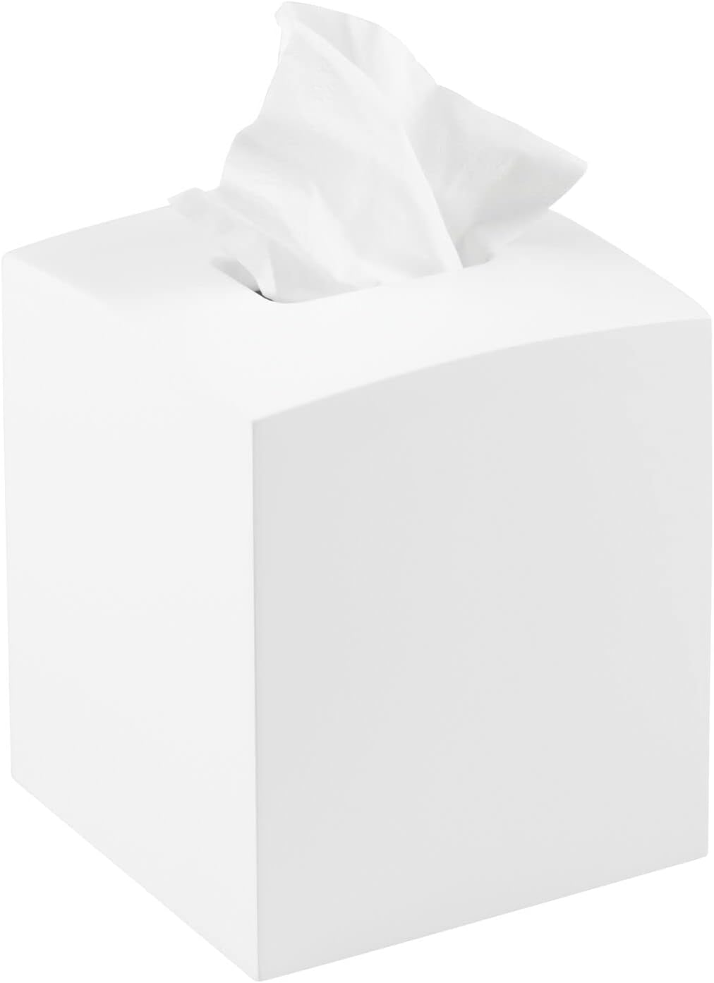 mDesign Square Bamboo Wood Facial Tissue Paper Box Cover Holder for