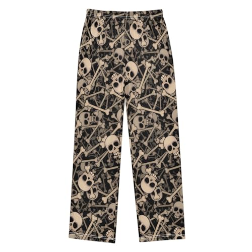 ZZXXB Skeletons Print Boys Long Pants Soft Trousers Elastic Waist Kids Lounge Bottoms with Pockets S-XL