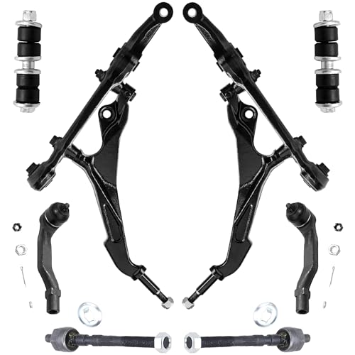 Image of Detroit Axle - 8pc Front End Suspension Kit for 1994-1997 Acura Integra, 1992-1995 Honda Civic, 1993-1997 Civic Del Sol, Lower Control Arms w /Ball Joints Sway Bars Inner Outer Tie Rods Replacement