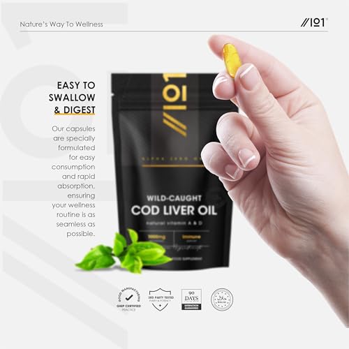 Cod Liver Oil 1000mg – 60 Softgels – Wild-Caught & Cold-Pressed - Source of Omega-3 Fatty Acids – Rich in Vitamins A & D3 – Immune Health + Vision Support – 2 Months Supply by Alpha01 - Image 6