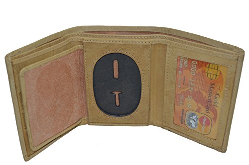 Leatherboss Police Rounded Oval Shape Badge Holder Trifold Wallet