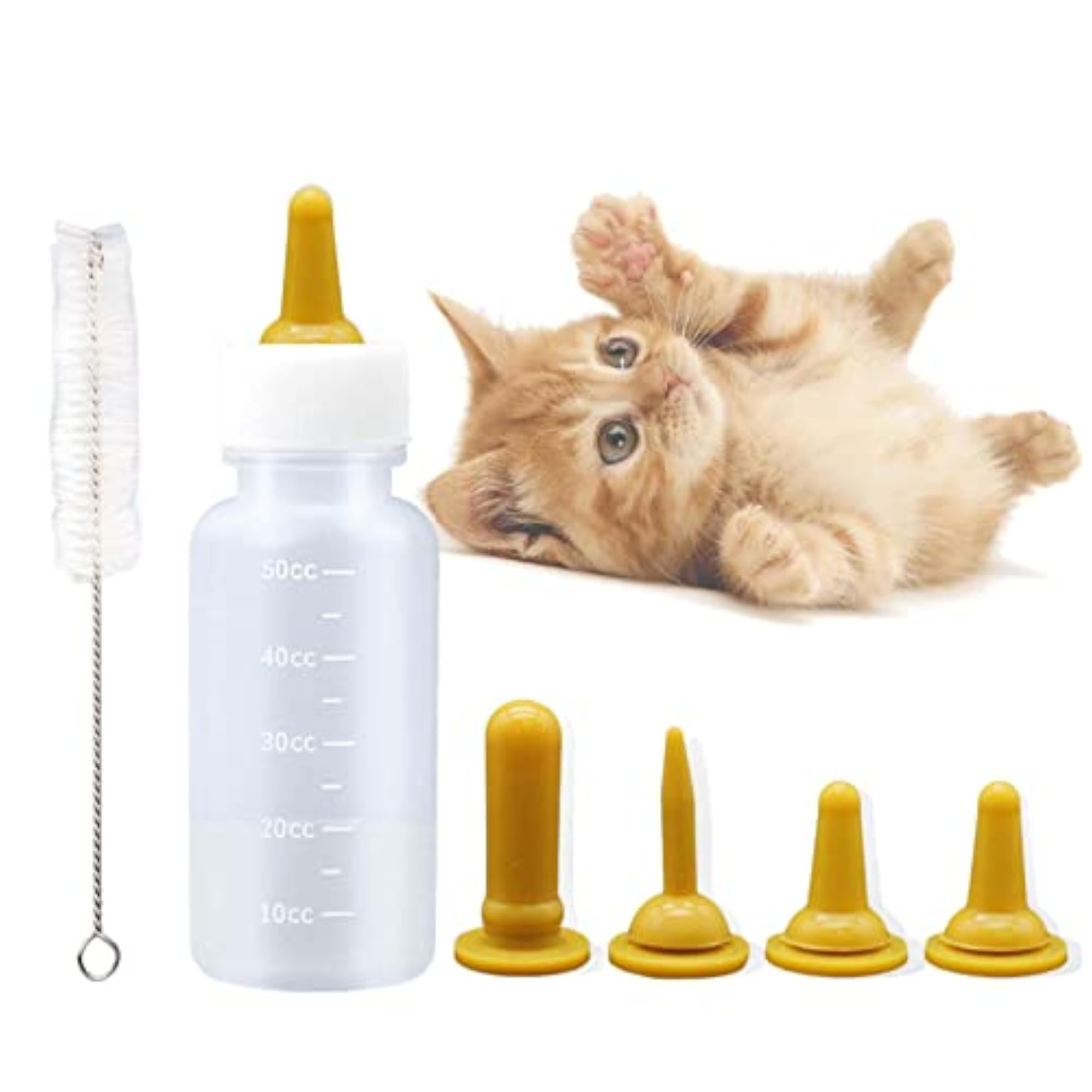 Pet Feeding Bottle Set with Replacement Nipples for Newborn Dogs & Cats