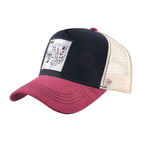 ABOURBAY Unisex Animal Mesh Trucker Hat Snapback Square Patch Baseball Caps, Black Red Panther, One size