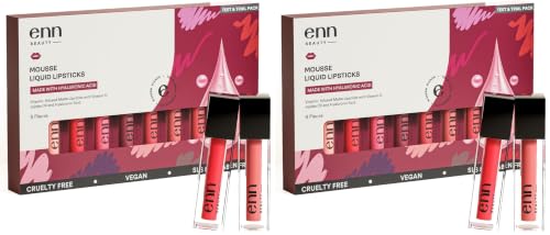 Image of ENN Long Lasting Semi Matte Liquid Lipsticks -16 Hour Coverage, Transfer-Proof, Highly Pigmented, Enriched with Hyaluronic Acid, Vitamin E & Argan Oil - Pack of 16 (Test & Trail)