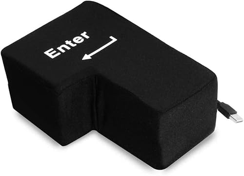 Aoccqkf抱き枕、大きなEnterキー、コンピューターUSB接続、昼寝用枕、ストレス解消、面白くてクリエイティブ、枕、ギフト、誕生日プレゼント (ブラック)