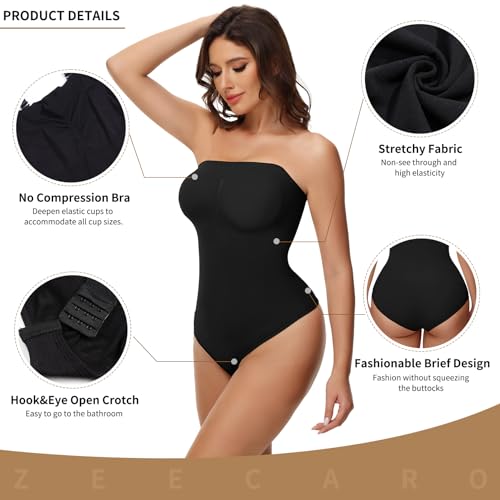 Strapless Shapewear Thong for Women Tummy Control Tube Top Bodysuits One Piece Leotard3
