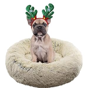 FuzzBall Fluffy Luxe Pet Bed, Calming Donut Cuddler – Machine Washable, Waterproof Base, Anti-Slip (for Small Dogs and Cats up to 25lbs)