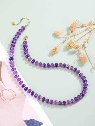 CrystalTears Beaded Gemstone Necklace for Women, Womens Colorful Boho Stone Bead Choker Necklace, Handmade Natural Crystal Stone Summer Beach Jewellery Gifts for Women Mom Christmas2