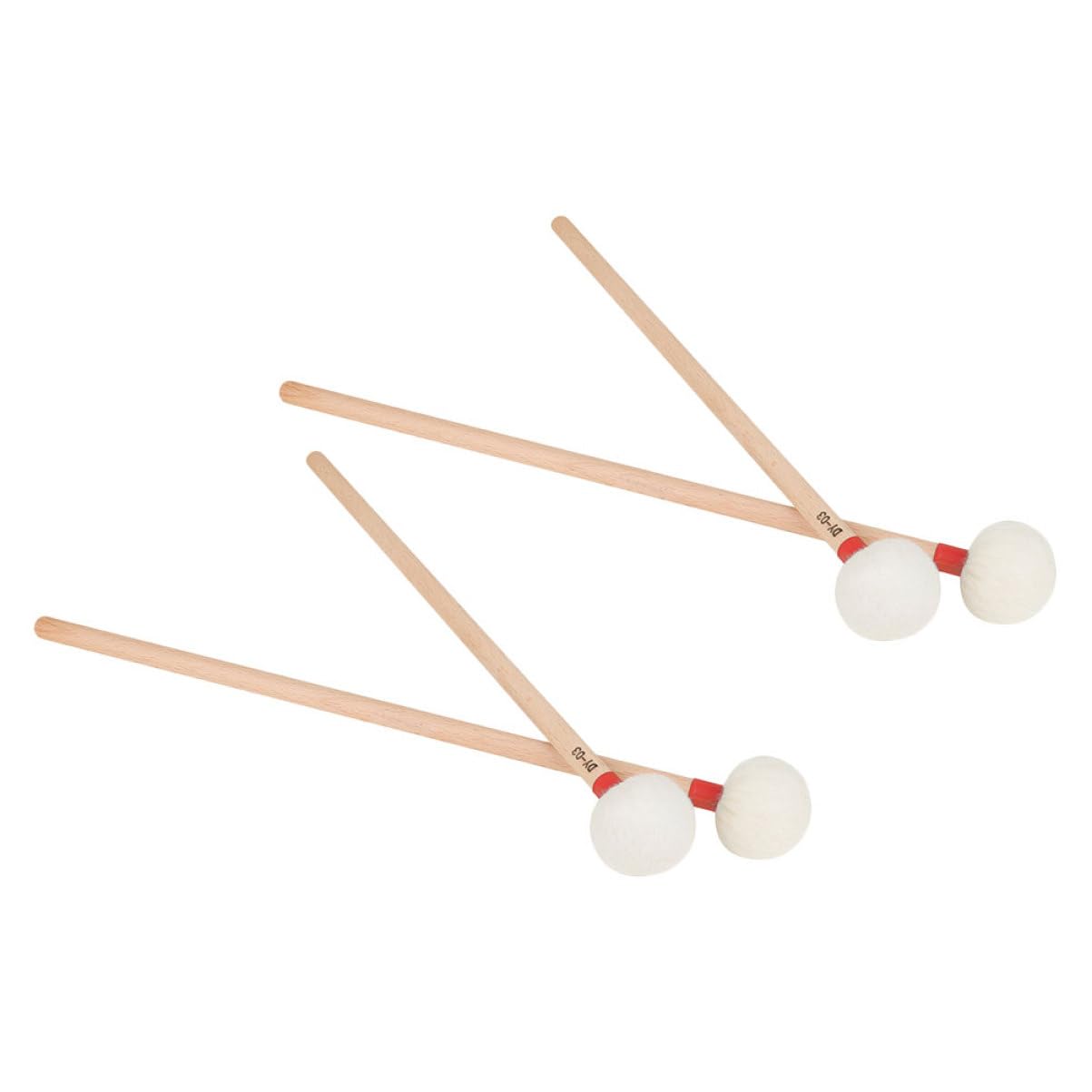 ERINGOGO 4 Pièces Maillets Timbales Feutre Blanc Manche Bois Rouge Baguettes Percussion Orchestral pour Orchestres et Groupes Scolaires