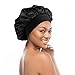 12 Pieces Silk Bonnet for Women Curly Hair Satin Bonnet Hair Wrap for Sleeping Cap with Tie Band (Black)
