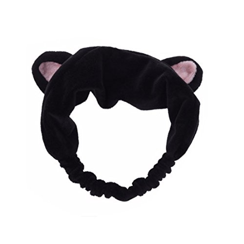 Cute Women Headbands Cat Ear Elastic Hair Band Shower Wash Hair Band Head Wear Black