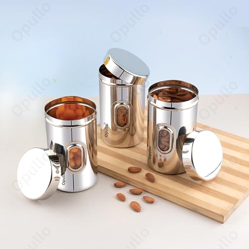 Image of Opullo Mother's Choice See Through Containers | Small Steel Containers | Steel Container with Lid | Stainless Steel Slim Container | Ubha Dabba | Steel Airtight Container | 500 GMS | Pack of 3