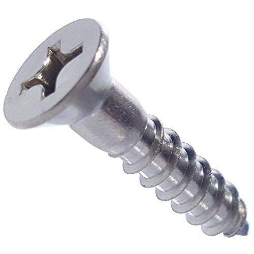 Phillips Flat Head Wood Screw 316 Stainless Steel #6 x 1 Qty 25