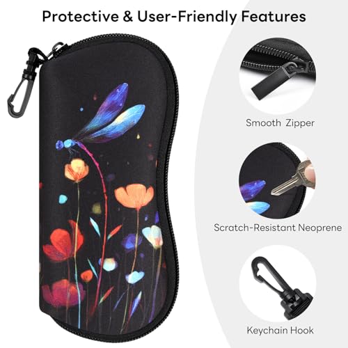Image of Sunglasses Case with Belt Clip, Ultra Light Neoprene Zipper Soft Padded Glasses Case for Women Men