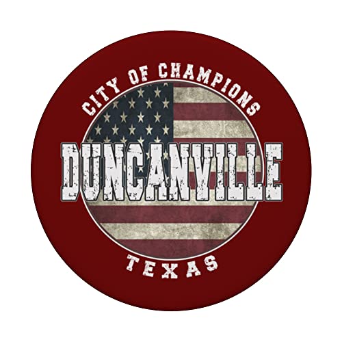 Duncanville Texas, Vintage American flag PopSockets Swappable PopGrip, Black - Image 3