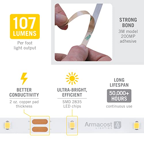 Image of Armacost Lighting RibbonFlex Home 12V White LED Strip Light Tape 30 LED /m 3000K 16 ft (5m), 16.4 ft (5m) 141232