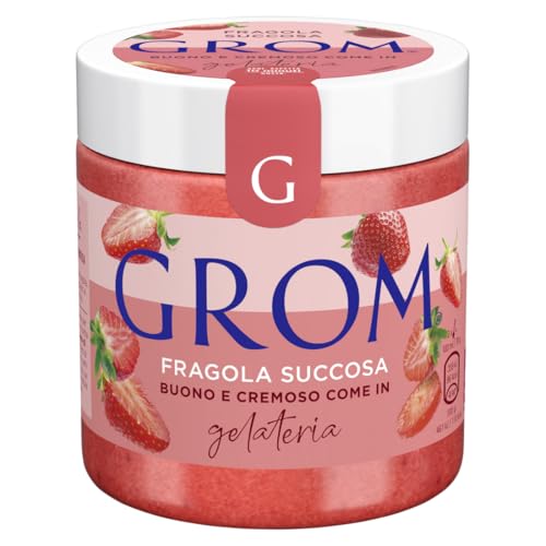 GROM Fragola Succosa, 460 ml, Sorbetto con 50% di Purea di Fragole e Zucchero di Canna, Senza Aromi e Senza Coloranti, Qualità Artigianale, Barattolo in Plastica PET