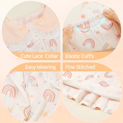 MHJY Baby Toddler Girl Dress Long Sleeve Fall Playwear Dress with Bag Floral Princess Dress Beige