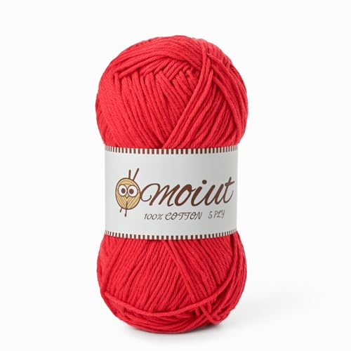 Image of Cotton Yarn for Crocheting, Baby Yarn for Crocheting Soft, 131yds / 1.76oz Fluffy Amigurumi Crochet Yarn, 5 Ply 100% Milk Cotton Yarn for Puzzle、Socks、Clothes(Red)